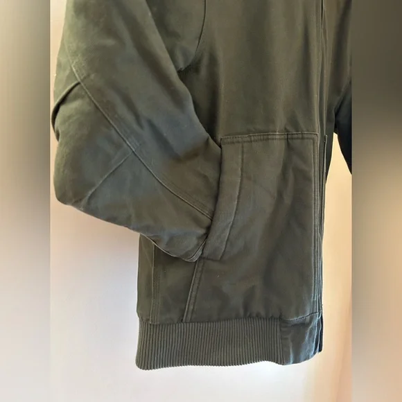 Carhartt Kids Duck Canvas Jacket 10/12 • Quilted Hooded Workwear Coat Green - Picture 5 of 13